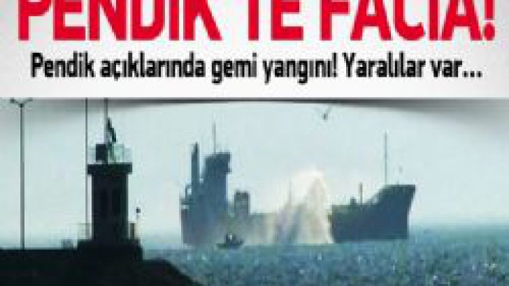 Pendik Açıkların’da Gemi Yangını